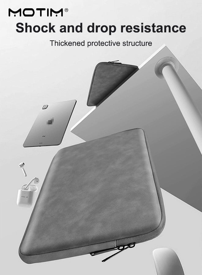 Motim Laptop Sleeve 13.3-13.9 inch, Shockproof Water Resistant Leather Case Laptop Case , Soft Padded Zipper Sleeve Laptop Case, Compatible with MacBook Air 13 MacBook Pro 13 2021 2020 2019 - Image 2